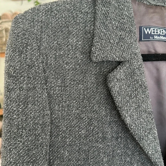 MaxMara Weekend Coat Wool Blend Grey Career Lightweight Mid Length, Size 10 - Picture 14 of 16